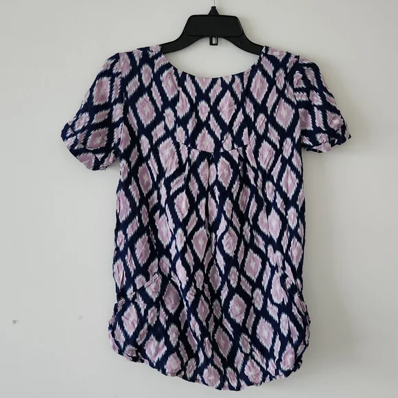 Anthropologie Holding Horses Flowy Diamond Print Blouse Top Purple XS - Picture 2 of 5